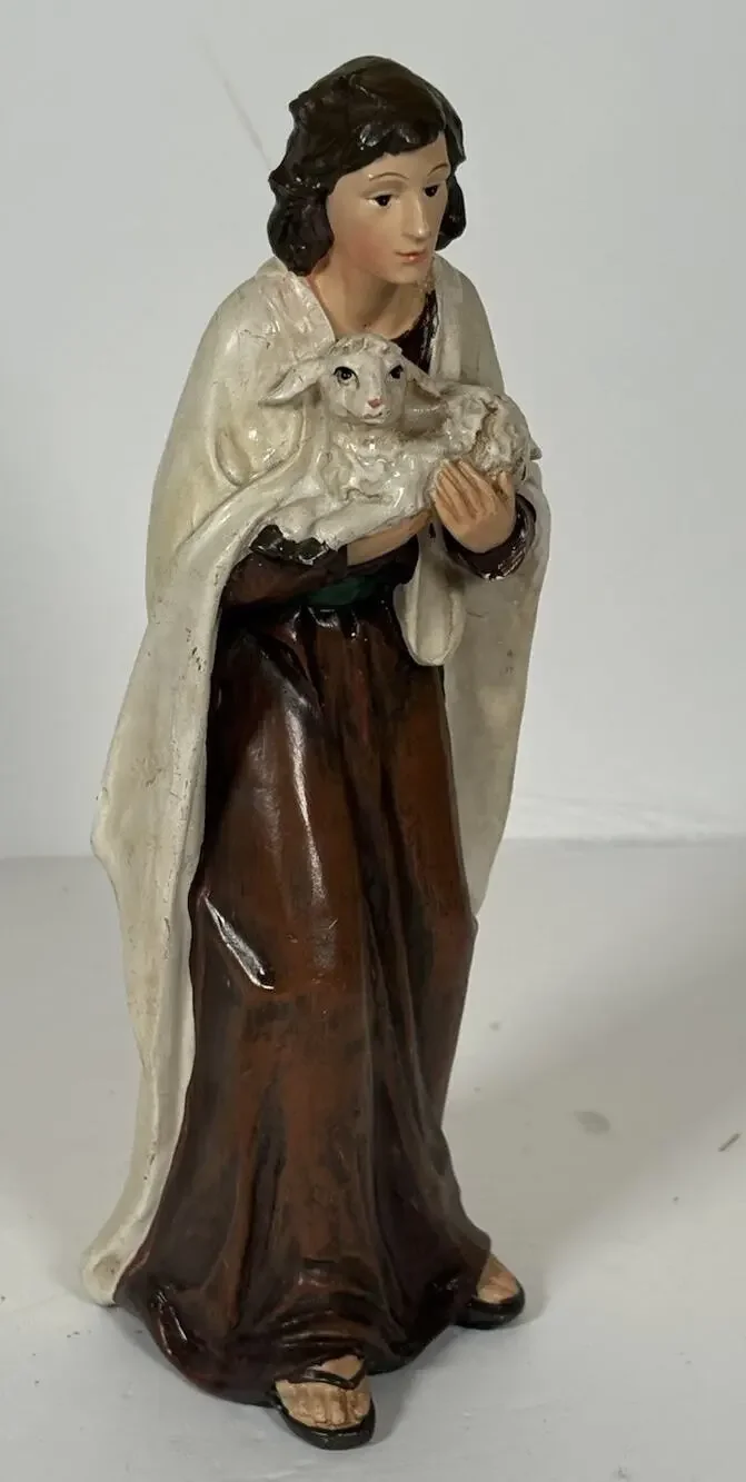 Shepherd holding Lamb Figurine Nativity Manager Religious Christmas Decor 9.5H